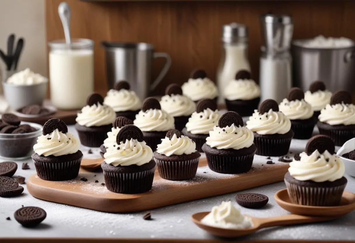 Älskade oreo cupcakes som gör dig lycklig! illustration